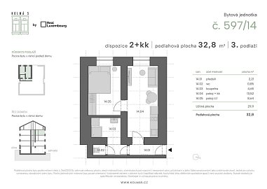 Prodej bytu 1+kk 26 m², Kolmá, Praha-Vysočany